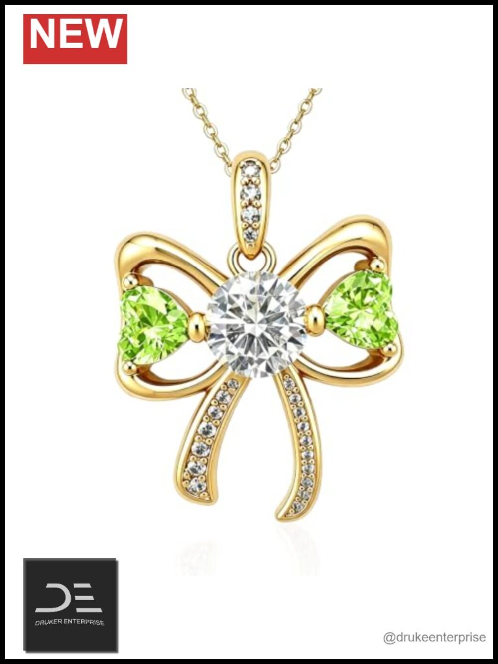 Elegant Bow Knot Pendant Necklace for Women, 18K Gold Plated with Sparkling CZ